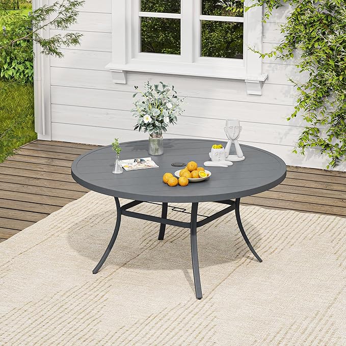 VICLLAX 7 Pieces Outdoor Dining Set, Patio Furniture Set of 6 Patio Swivel Dining Chairs and 50" Patio Round Table, Grey Chairs & Dark Grey Tabletop