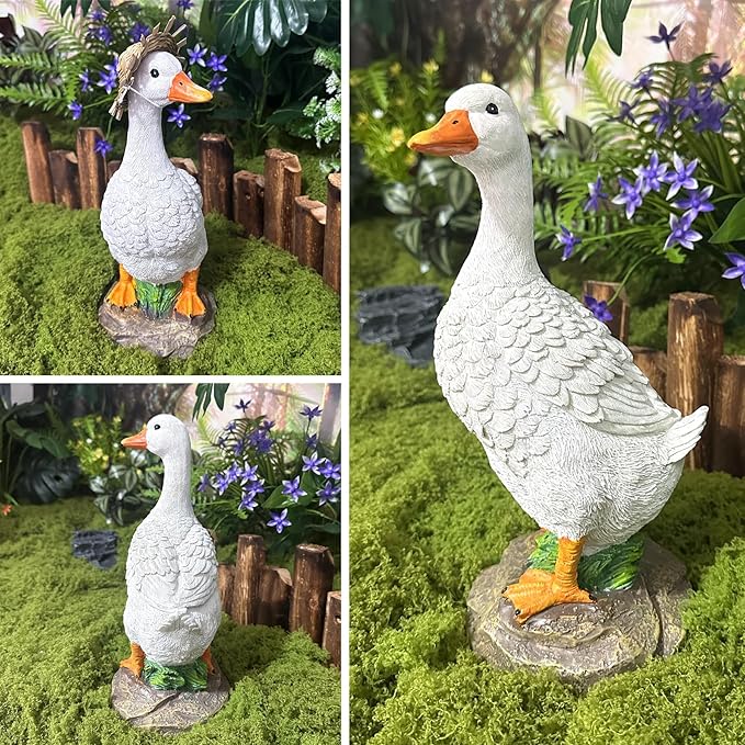 Realistic Duck Statues, Funny Duck Fence Decoration, Resin Duck Decor, Outdoor Animal Statue, Duck Sculpture, Perfect for Home Garden Stairs, Farm, Patio, Backyard (11.6 in)
