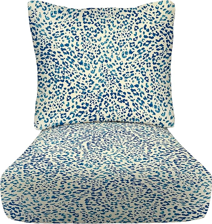 RSH DECOR: Deep Seating Cushion with Pillow Back | 23” x 26” Seat | All-Weather Spun Fabric | Water and Fade-Resistant | Outdoor Chair Cushion Set for Patio Furniture | Sunny Spot Blue