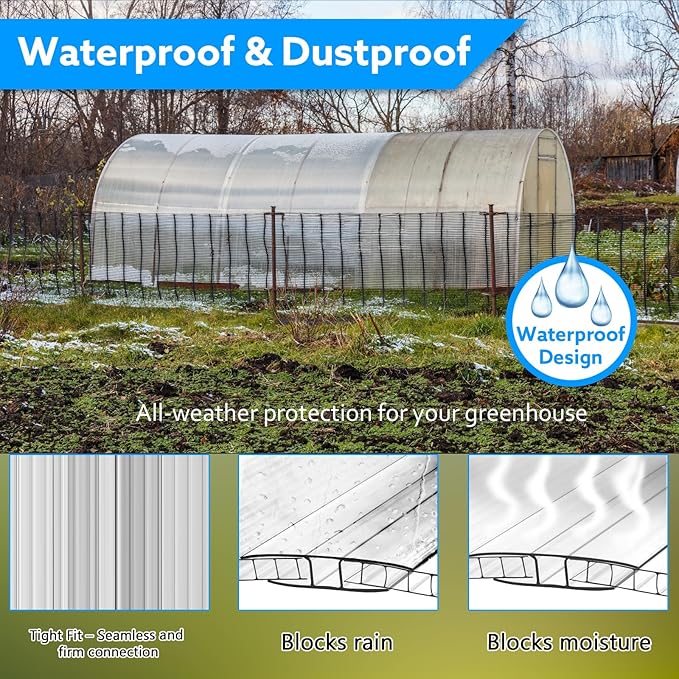 Polycarbonate Greenhouse Panel Connectors – 10 Packs, 4FT H Connectors Fits 4 or 6 MM Panels, UV-Resistant Greenhouse Joining Strips for DIY Garden Greenhouses and Cold Frames