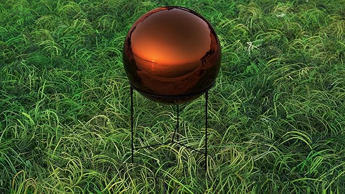 Lulu Decor, Dark Copper Stainless Steel Gazing Mirror Ball Size 14 with Stand
