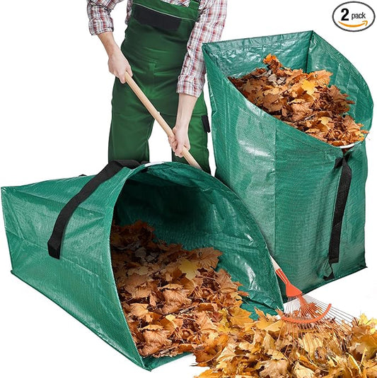 2 Pack 60 Gallon Leaf Collector,Collapsible Lawn & Leaf Bag,Heavy Leaves Pick up Tool Reusable Yard Waste Bags,Large Yard Dustpan Type Garden Bag for Leaves,Debris,Grass,Clippings,Lawn Trash