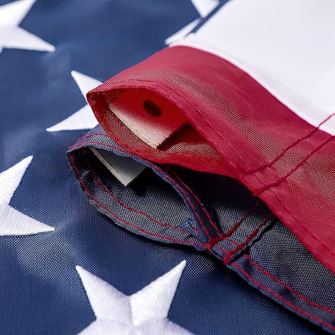 American Flag 3x5 ft Pole Sleeve Style: Longest Lasting US Sleeved Flag Made from Nylon, Embroidered Stars, Sewn Stripes, UV Protection Perfect for Outdoors! USA Flag