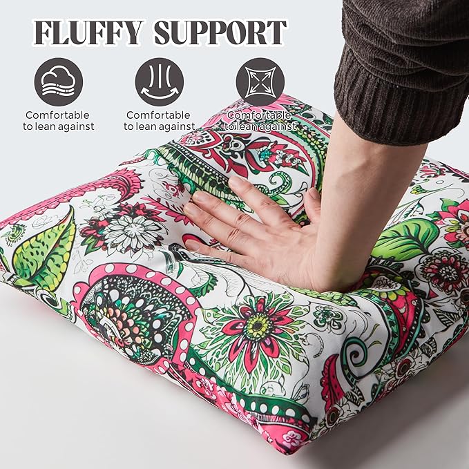 WOLKI Waterproof Outdoor Pillows 22x22 Feather and Down Filled Throw Pillow for Patio Furniture, Outside Decorative Pillow Set of 2 Flower