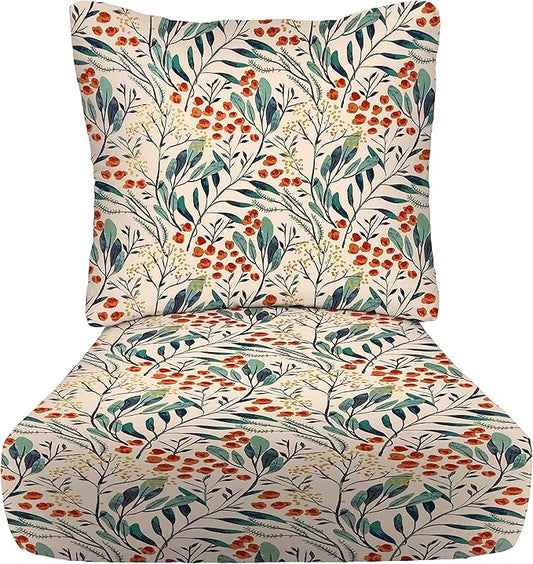 RSH DECOR Deep Seating Cushion with Pillow Back | 23” x 25” Seat | Water and Fade-Resistant Spun Fabric | Outdoor Chair Cushion Set for Patio Furniture | Gould Multi