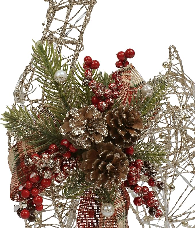 Alpine Corporation Gold Wire Holiday Decor Reindeer with Warm White LED Lights