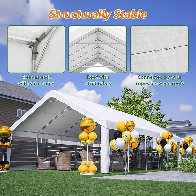 20x40FT Heavy Duty Party Tent, Large Outdoor Canopy with Removable Sidewalls & 3 Carry Bags, Commercial White Gazebo for Wedding, Event, Camping, Garden Patio