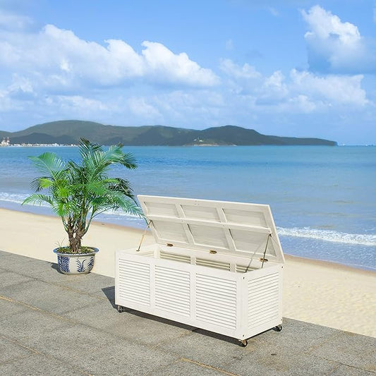 SAFAVIEH Outdoor Elina White Cushion Storage Box