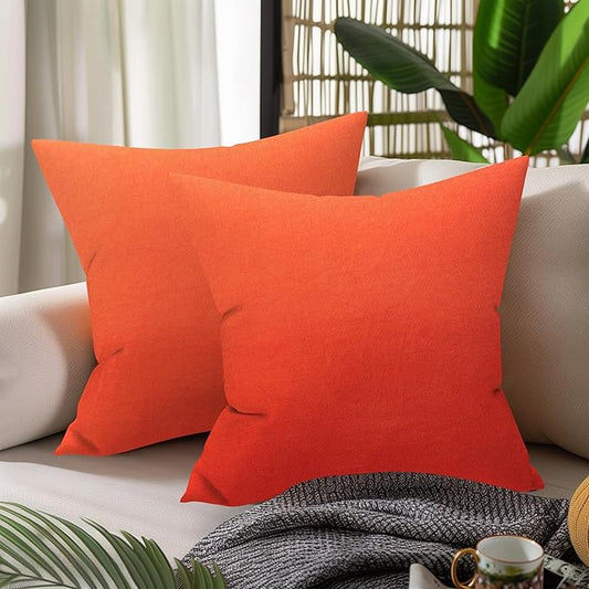 WOLKI Waterproof Outdoor Pillows 20x20 Feather and Down Filled Throw Pillow for Patio Furniture, Outside Decorative Pillow Set of 2, Orange