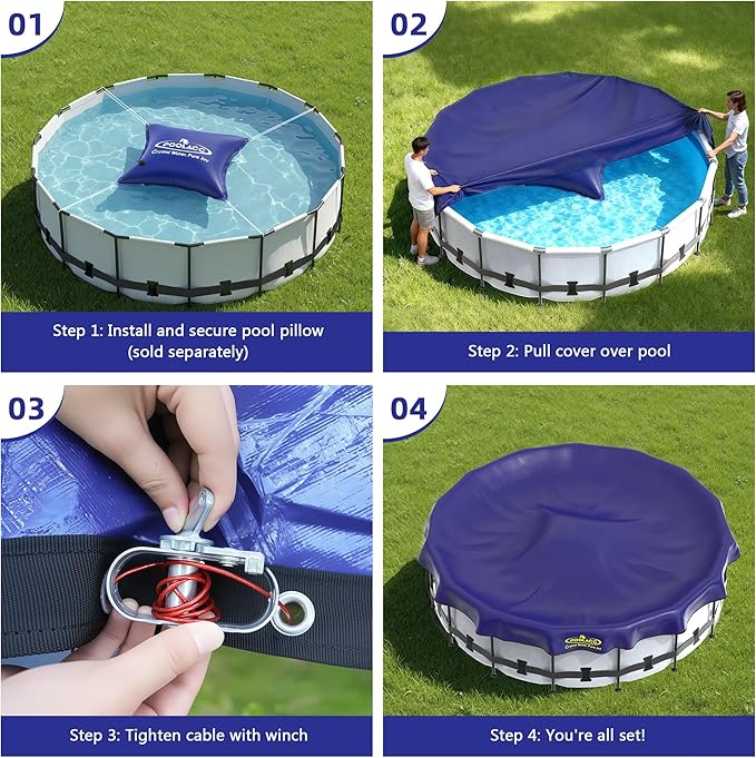 Pool Covers for Above Ground Pools - 21 ft Round Winter Pool Cover, Extra Durable Cold- and UV-Resistant Heavy-Duty Swimming Pool Cover for Winterizing
