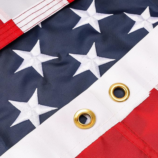 American Flags for Outside 5x8 Ft. American Flags 5x8 Ft Outdoor Heavy Duty. Indestructible US Flags with Embroidered Stars, Sewn Stripes, 3 Brass Grommets and Vivid Colors.