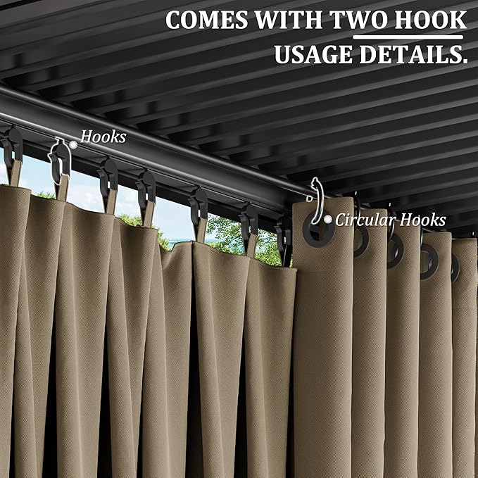 Gazebo Universal Replacement Privacy Curtain,10'×13' Gazebo Outdoor Waterproof Curtains, 4-Panels Sidewall Curtains with Double Zipper for Patio Canopy, Garden and Backyard (Curtain Only)