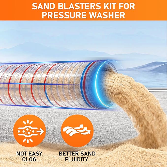 RIDGE WASHER Pressure Washer Sandblasting Kit, Dustless-Wet Sand Blaster for Pressure Washers, 5000 PSI, 8.0 GPM, 1/4 Inch Quick Connect