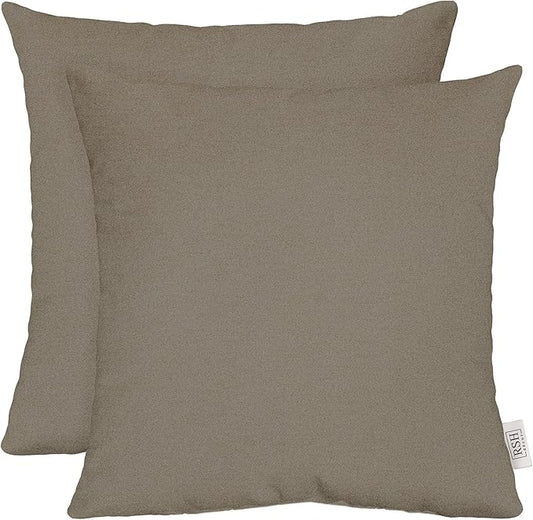 RSH DECOR: Sunbrella Square Throw Pillows Set of 2 | 17" x 17" | Water and Fade-Resistant Performance Fabric | Outdoor Pillow Covers with Down-Alternative Inserts | Made in USA (Cast Shale Brown)