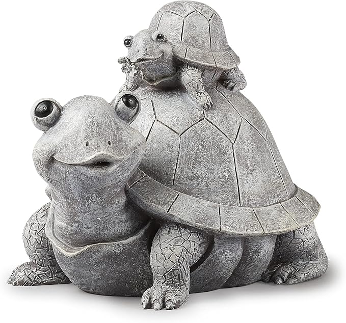 Roman Garden - Turtle and Baby Statue, 7" H, Pudgy Pals Collection, Resin and Dolomite, Decorative, Garden Gift, Home Outdoor Decor, Durable, Long Lasting
