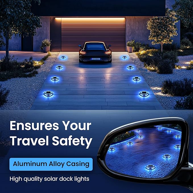 SOLPEX Solar Driveway Lights 4 Pack,Multi-Color Deck Light Outdoor IP68Waterproof,Solar Pathway Lights Outdoor for Dock,Sidewalk,Stair
