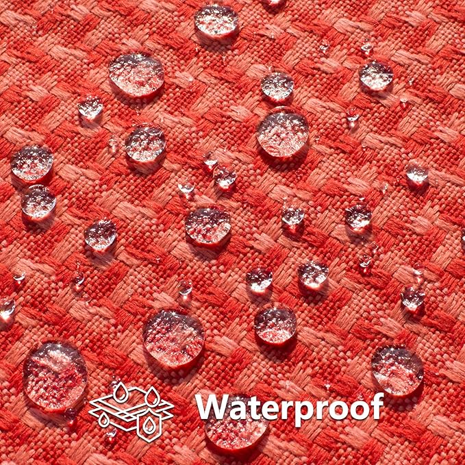 Kevin Textile Outdoor Waterproof Throw Pillow Covers Pack of 2 Farmhouse Decorative Cushion Covers for Garden Patio Tent Balcony Bench Couch Sofa 22x22 Inch, Red