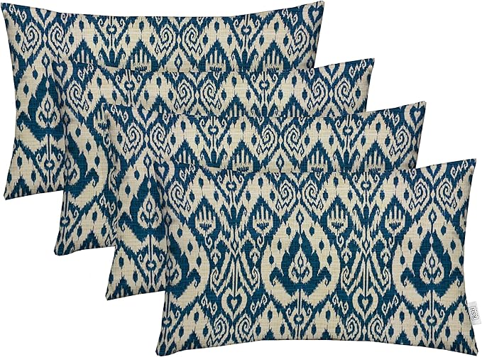 RSH Décor - Jumbo Lumbar Throw Pillows – Set of 4 | 26" x 16" | Outdoor Use – Patio, Lounge, Adirondack, Deck | Water & Fade-Resistant | Includes Down-Alternative Inserts | Ashmore Marine