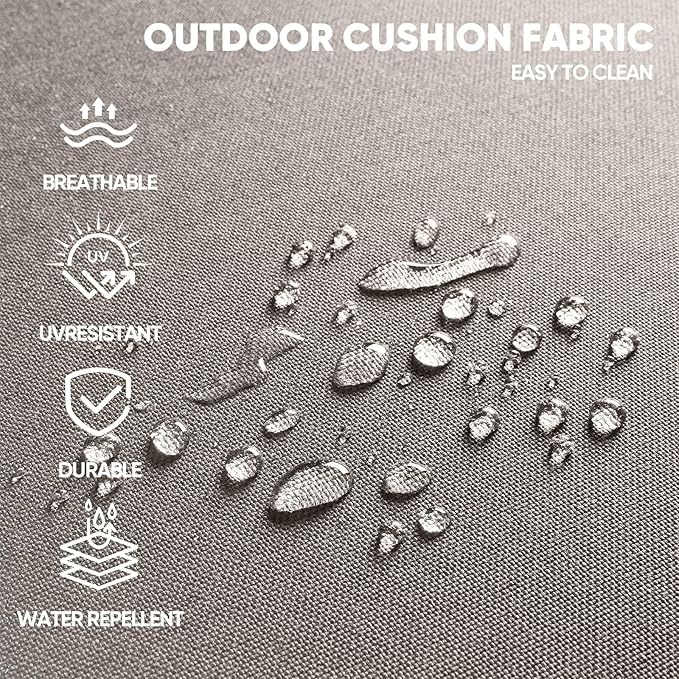 Swivel Patio Chairs sofa Set of 6 - 6" Thick Cushion - Wicker Outdoor Swivel Rocker Patio Chair ,Sofa/Glass coffee table, High Back Comfortable Outdoor Glider Chairs - Brown Wicker Grey Cushions