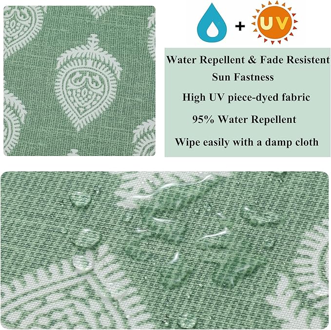 FUNHOME Set of 2 Patio Lumbar Pillows with Insert, 12”x20” Water-Repellent Outdoor Lumbar Pillow, Decorative Garden All Weather Lumbar Cushions for Home Patio Coach Sofa Use-Fair Green