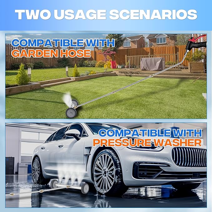 M MINGLE Undercarriage Pressure Washer Attachment, 16 Inch Powerful Under Car Washer with 3 Pcs Extension Wand and Car Wash Mitt, 4000 PSI