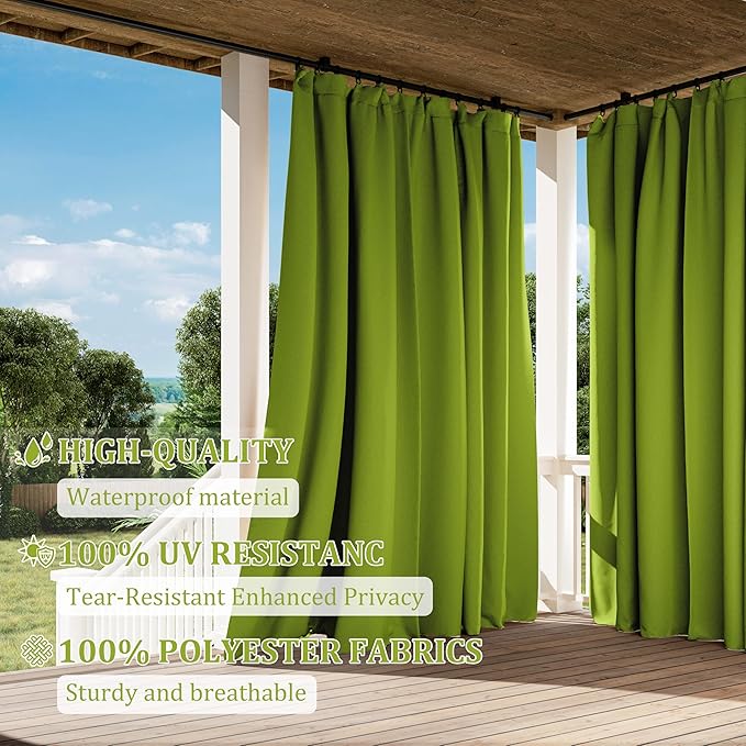 Gazebo Universal Replacement Privacy Curtain,10'×12' Gazebo Outdoor Waterproof Curtains, 4-Panels Sidewall Curtains with Double Zipper for Patio Canopy, Garden and Backyard (Curtain Only)