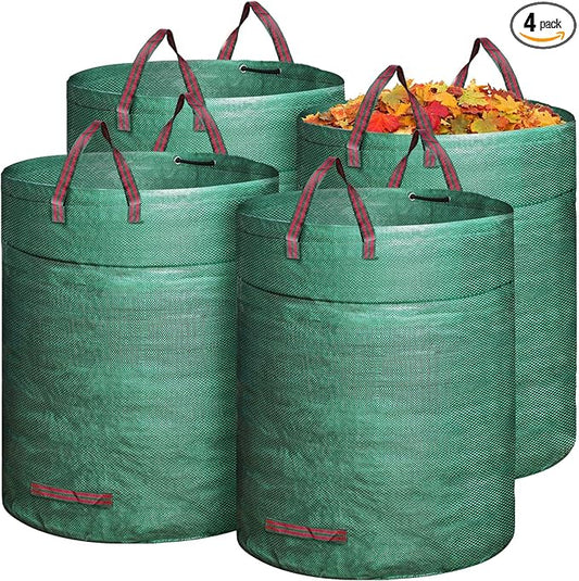 4 Pack 72 Gallons Reusable Yard Waste Bag, 4 Pack Upright Lawn Bags with 4 Handles, Lawn Leaf Bag, Heavy Duty Garden Bags, Large Leaf Containers for Gardening Debris, Waste Collection