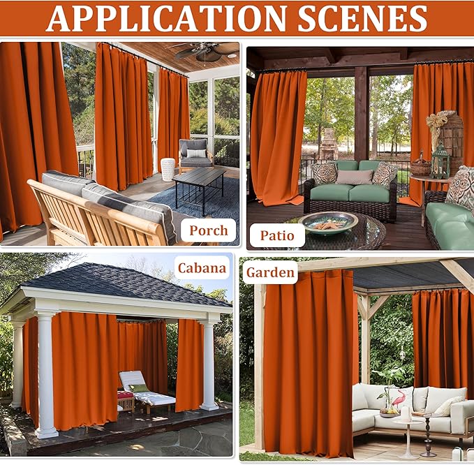 Gazebo Universal Replacement Privacy Curtain,10'×12' Gazebo Outdoor Waterproof Curtains, 4-Panels Sidewall Curtains with Double Zipper for Patio Canopy, Garden and Backyard (Curtain Only)