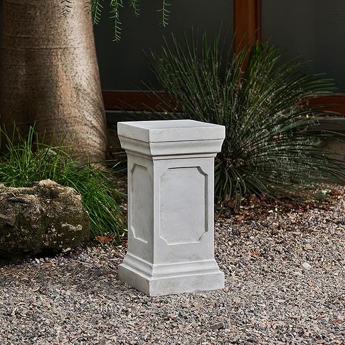 Decorative Roman Column Pedestal Column Plant Stand, Vintage European Style Classical Garden Pillar, Indoor Outdoor Decor, Pedestal Columns Plants Standing for Entryway Garden Yard Home (Antique White/19.25''H)