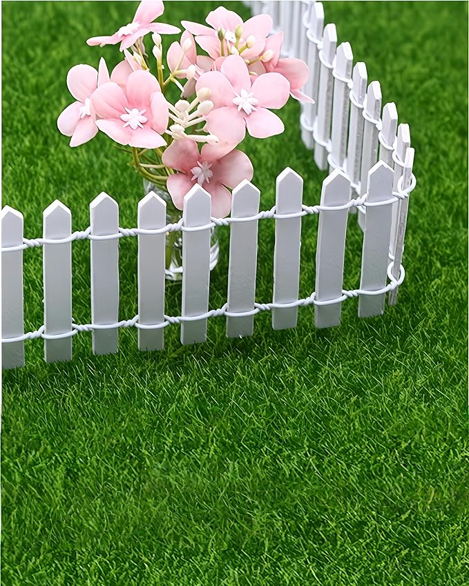 35 Inches Mini Wooden Fairy Garden Fence, DIY Miniature Picket Fence for Fairy House Decor, Small Garden Border, Dollhouse Accessories & Outdoor Fairy Gardens