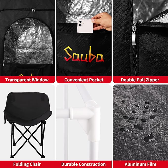 Portable Steam Sauna for Home,Personal Steam Room,Sauna Box,Home Sauna,Steam Sauna Tent for Steam Detox Relaxation Spa (Aluminum Film)