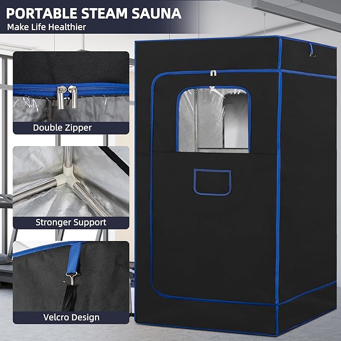 BOCHPOWER Portable Sauna Box, 3.0L Steamer, Remote Control, Folding Chair, 9 Levels