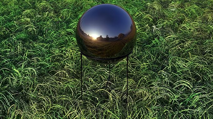 Lulu Decor, Titanium Stainless Steel Gazing Mirror Ball Size 12 with Stand