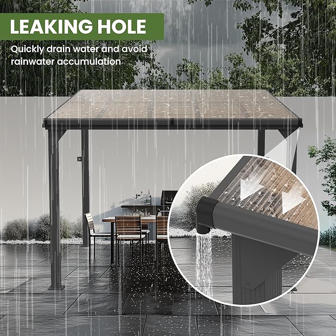 10 * 10FT Pergola,Outdoor Gazebo,Hardtop Lean to Gazebo,Wall Mounted Pergola,Pergolas Gazebos Clearance,Aluminum Frame Pergola,UV Resistant Patio Roof,Patio Awnings for Porch,Lawn,Backyard