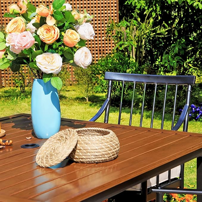 Sophia & William 5 Pcs Patio Furniture Outdoor Dining Set, 42" Square Metal Patio Table and Swivel Chairs with Cushions, Adjustable Umbrella Hole, Conversation Bistro Set for Garden,Yard,Deck