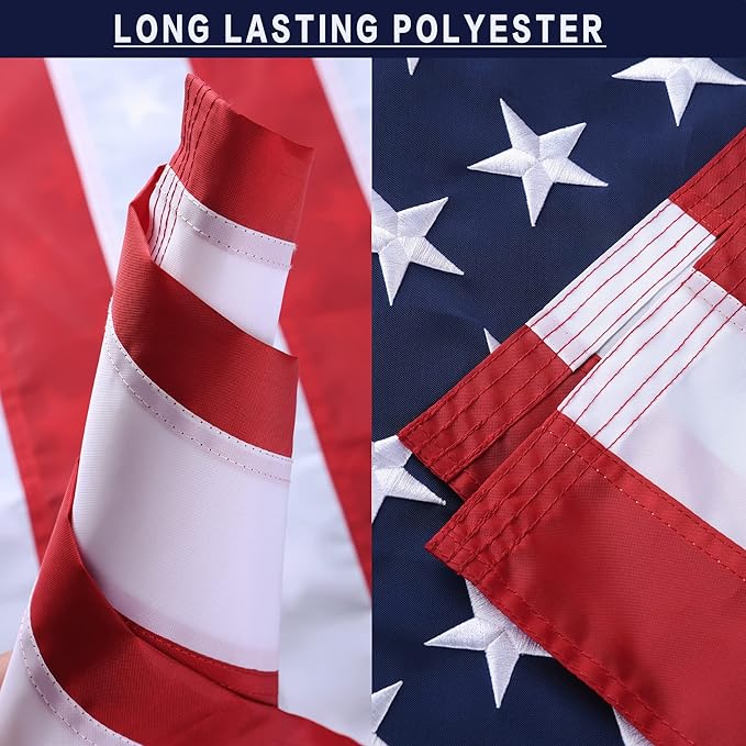 American Flag 4x6 Ft, US Deluxe Embroidered Heavy Duty Polyester Durable Outside Flags with Brass Grommets