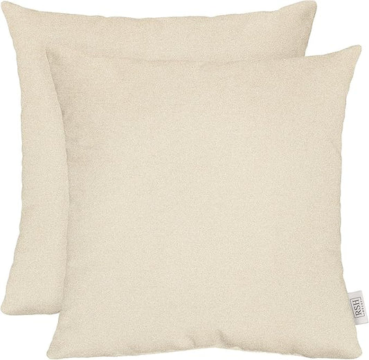 RSH DECOR: Sunbrella Square Throw Pillows Set of 2 | 24" x 24" | Water and Fade-Resistant Performance Fabric | Outdoor Pillow Covers with Down-Alternative Inserts | Made in USA (Cast Pumice Linen)