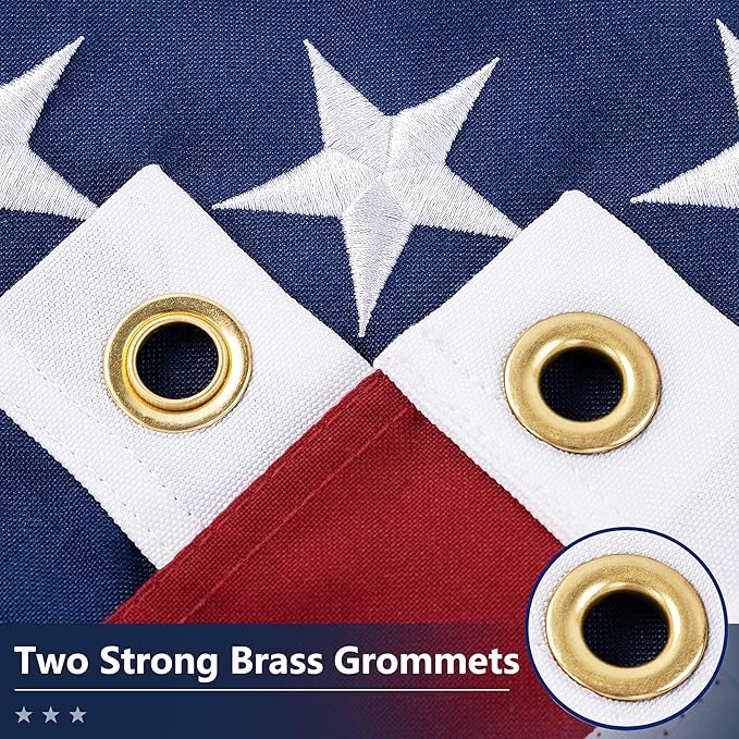American Flag for Outside 8x12 Ft - TearProof Series Outdoor Use US Flags - Long Lasting, Fade Resistant - Thick Spun Polyester USA Banner - High Wind United States Flag - Embroidered Stars, Sewn Stripes, Brass Grommets