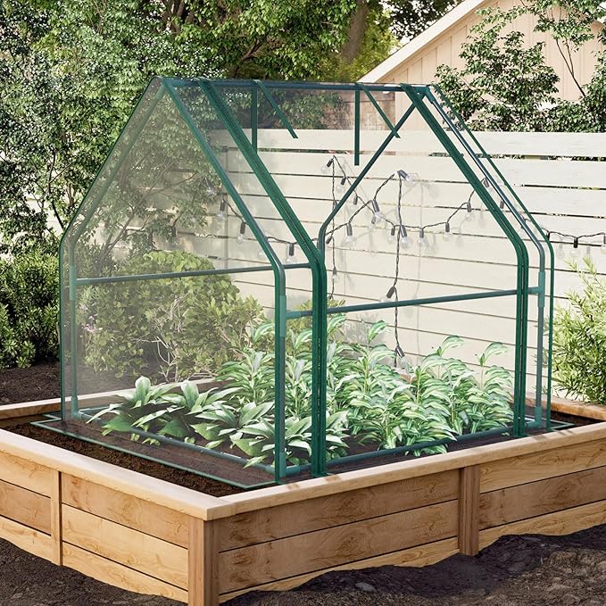 Portable Mini Greenhouse, 40.2"x37.8"x37.8" Greenhouses for Outdoors with Dual Large Zipper Doors & Ground Stakes, Waterproof Plastic Green House for Outside Garden Patio Backyard