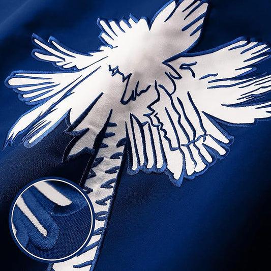 G128 South Carolina SC State Flag | 2.5x4 Ft | StormFlyer Series Embroidered 220GSM Spun Polyester | Embroidered Design, Indoor/Outdoor, Brass Grommets, Heavy Duty, All Weather