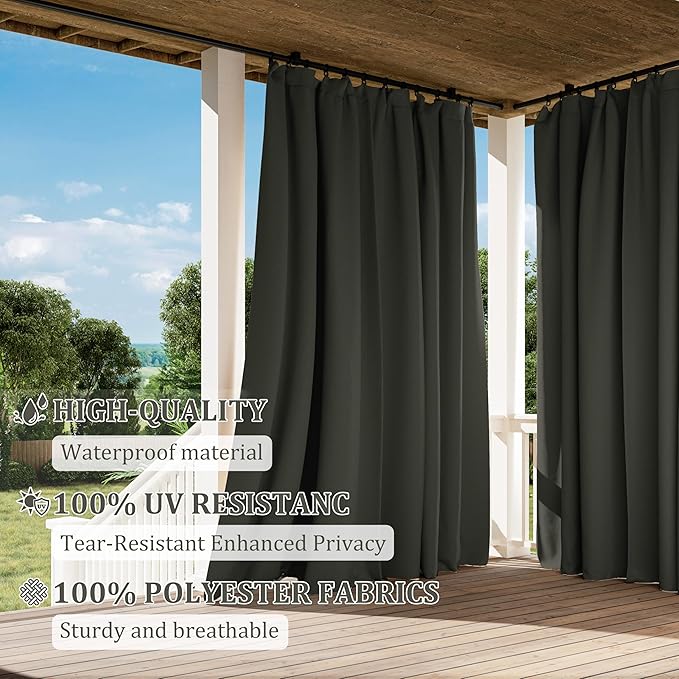 Gazebo Universal Replacement Privacy Curtain,12'×12' Gazebo Outdoor Waterproof Curtains, 4-Panels Sidewall Curtains with Double Zipper for Patio Canopy, Garden and Backyard (Curtain Only)