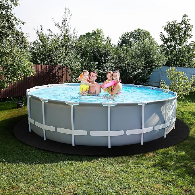 VINGLI 12 FT Round Pool Liner Pad for Above Ground Swimming Pools, Extra Thick Swimming Pool Liner, Prevent Punctures, Weed Barrier, Black