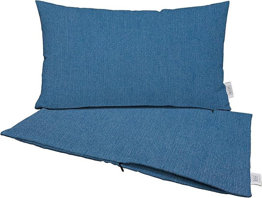 RSH DECOR: Sunbrella Pillow Covers Set of 2 | Covers Only - 20" x 12" | Outdoor Lumbar Pillow Covers Crafted with Sunbrella Performance Fabric | Canvas Regatta