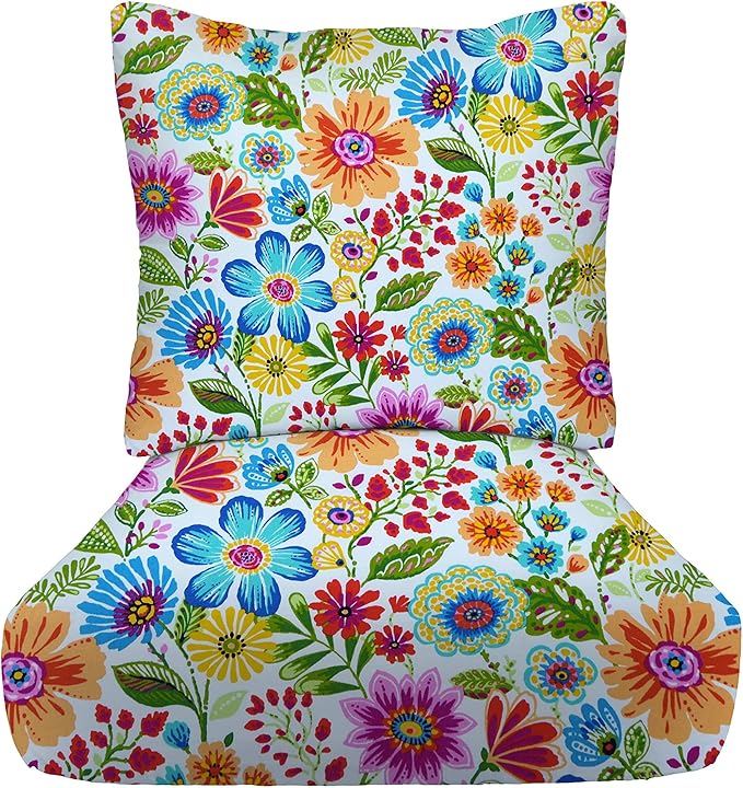 RSH DECOR Deep Seating Cushion with Pillow Back | 24” x 23” Seat | Water and Fade-Resistant Spun Fabric | Outdoor Chair Cushion Set for Patio Furniture | Gregoire Fresco