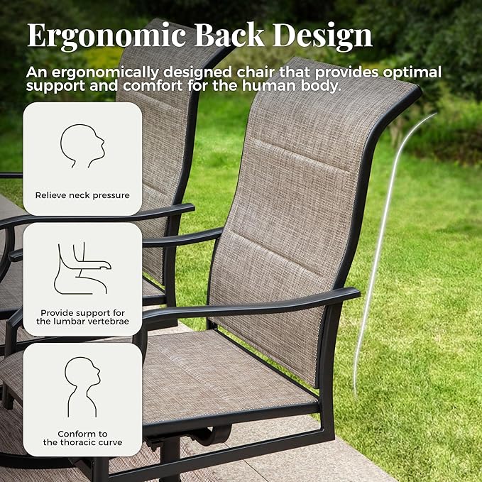9 Pieces Patio Dining Set, Outdoor Table and Chairs, 8 x Textilene Swivel Dining Chairs and 61" Expandable Patio Dining Table, for Cozy Garden Settings, Grayish Brown