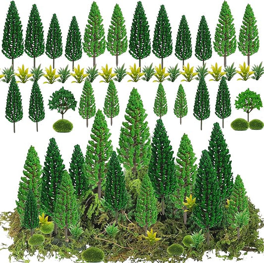 30 Pieces Model Trees Mixed 1.7-6 inch Fake Miniature Trees and Artificial Moss Rocks Diorama Architecture Mini Tress for Crafts Building Model Railway Scenery Landscape Supplies