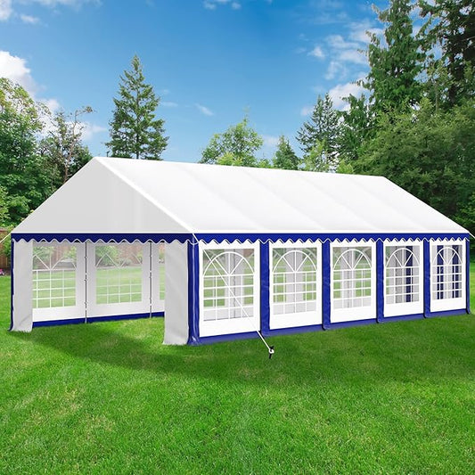 GREEN PARTY 16x32FT Party Tent Heavy Duty, Large Wedding Event Shelters with 4 Carry Bags & Removable Sidewalls, Outdoor Canopy Gazebo Commercial Tents for Parties Carport Garden Patio