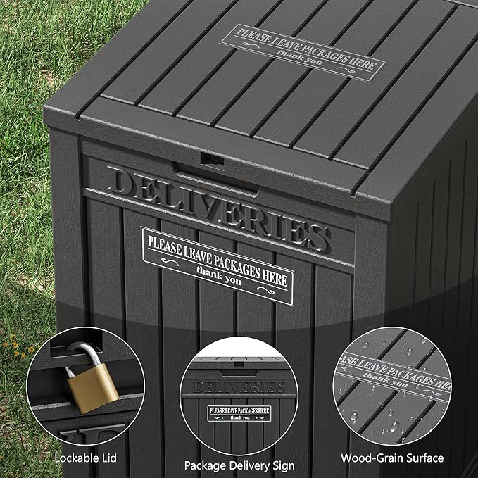 Package Delivery Box for Outside, 48 Gallon Storage with Lockable Secure, Large Resin Outdoor Package Drop Container