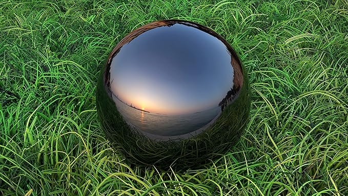 Lulu Decor, Titanium Stainless Steel Gazing Mirror Ball Size 12 with Stand