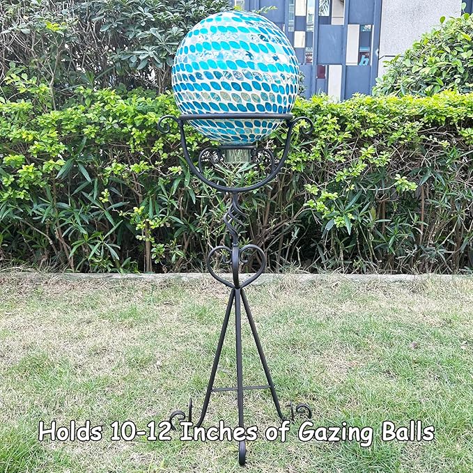 26.7" H Gazing Ball Stand, 9”D Metal Gazing Globe Stand for 10 Inches Garden Gazing Globes, Vintage Gazing Ball Holder Display for Indoor Outdoor